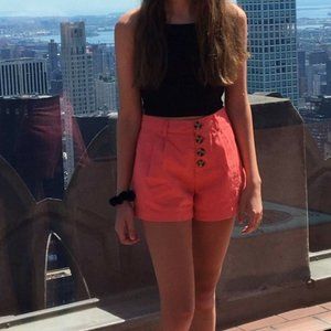 Urban Outfitters BDG Red Pleated High Waisted Button Shorts Pockets Womens Sz 26